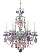 Schonbek 1870 5535AM - Hamilton Rock Crystal 6 Light 120V Chandelier in Polished Silver with Amethyst/Rose/Clear Rock Cry